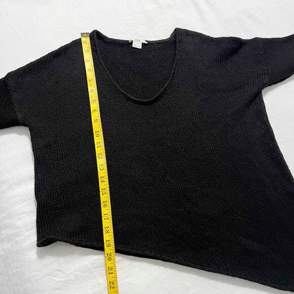Helmut Lang Women's Black Scoop Neck Wool Blend Asymmetrical Knit Sweater Size M - Picture 8 of 12